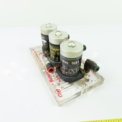 Clippard Minimatic CM-023 Two Hand No Tie Down Circuit Manifold W/ Pilot Valves