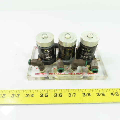 Clippard Minimatic CM-023 Two Hand No Tie Down Circuit Manifold W/ Pilot Valves