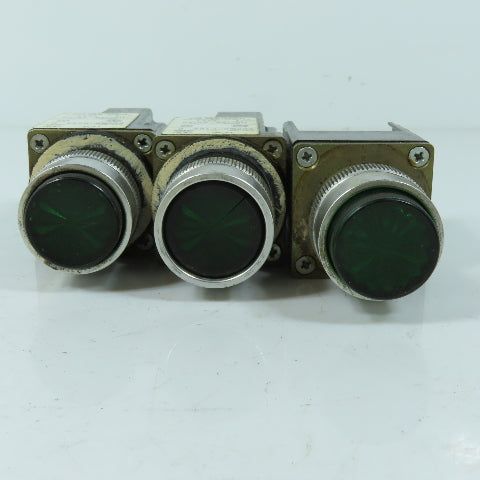 Allen Bradley 800MR-P16S 110V Green Illuminated Pilot Indicator Light Lot Of 3