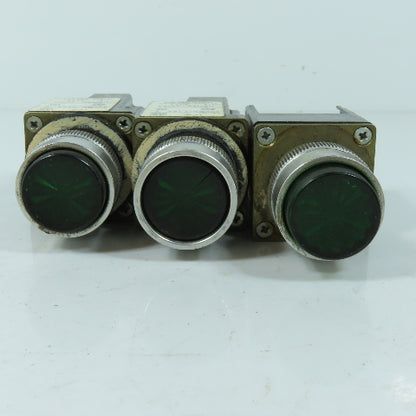 Allen Bradley 800MR-P16S 110V Green Illuminated Pilot Indicator Light Lot Of 3