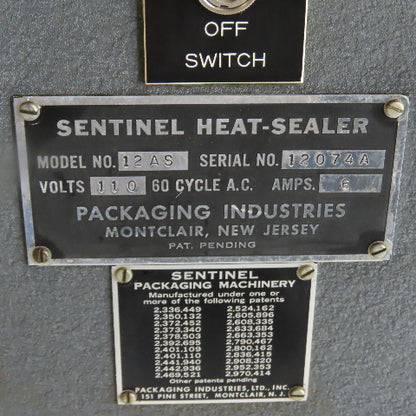 Sentinel 12 AS Tabletop Heat Sealer 110V 6A Tested