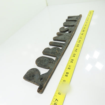 Robinson Vintage Industrial Cast Iron Machinery Equipment Logo Nameplate Sign