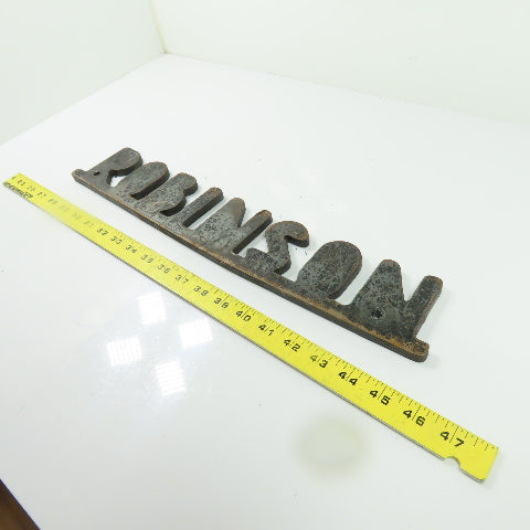 Robinson Vintage Industrial Cast Iron Machinery Equipment Logo Nameplate Sign