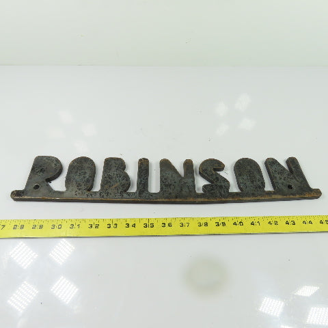 Robinson Vintage Industrial Cast Iron Machinery Equipment Logo Nameplate Sign