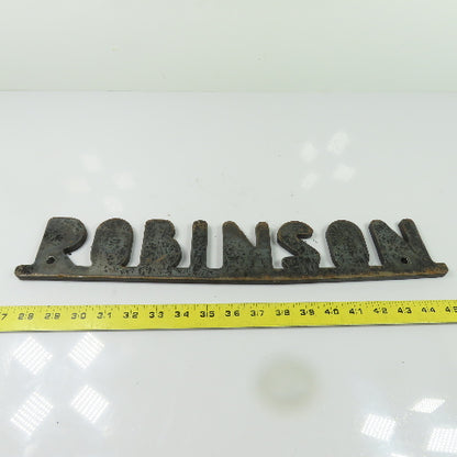 Robinson Vintage Industrial Cast Iron Machinery Equipment Logo Nameplate Sign