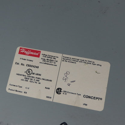 Hoffman CSD24248 24" x 24" x 8" Hinged Door Electrical Enclosure NEMA 4 12