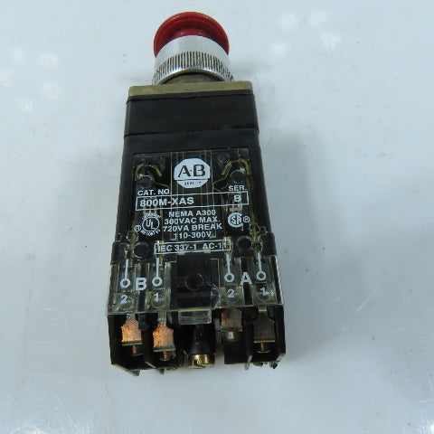Allen-Bradley 800MR-FX Red Mushroom Head Push Button Switch 800M-XAS 300V