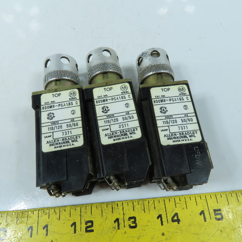 Allen-Bradley 800MR-PGA16S White Clear Push Button Switch 110/120V Lot of 3