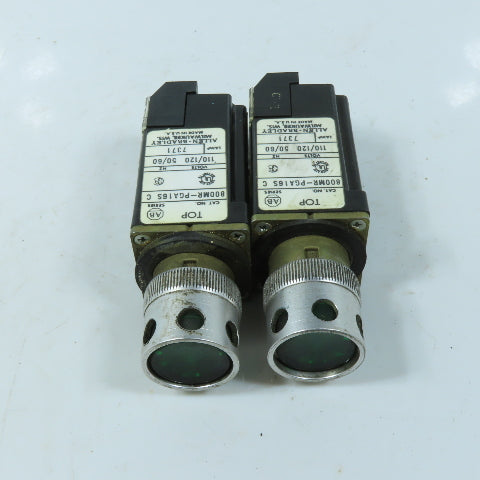 Allen-Bradley 800M-XAS Illuminated Push Button Unit Green 110/120VAC Lot Of 2