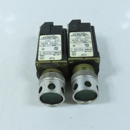 Allen-Bradley 800M-XAS Illuminated Push Button Unit Green 110/120VAC Lot Of 2