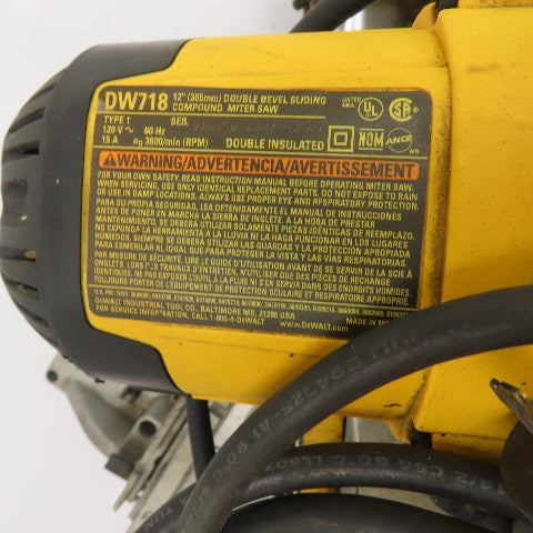 DEWALT DW718 12" Double Bevel Sliding Compound Miter Saw 120V 15A 3600RPM