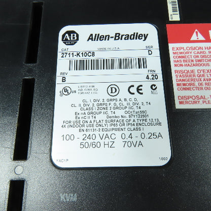 Allen-Bradley 2711-K10C8 PanelView 1000 Color Keypad HMI Terminal 100-240VAC
