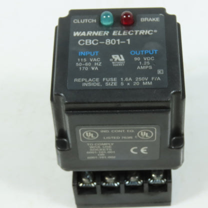 Warner Electric CBC-801-1 Clutch Brake Control Module 115VAC Input 90VDC Output