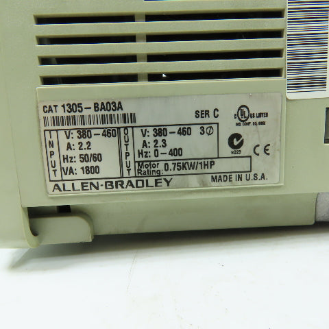 Allen-Bradley 1305-BA03A Variable Frequency AC Drive VFD 380-460V 3Ph 0.75kW 1HP
