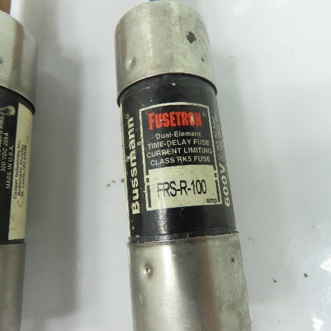 Bussmann FRS-R-100 100A 600V Fusetron Current Limiting Time Delay Fuse Lot Of 2