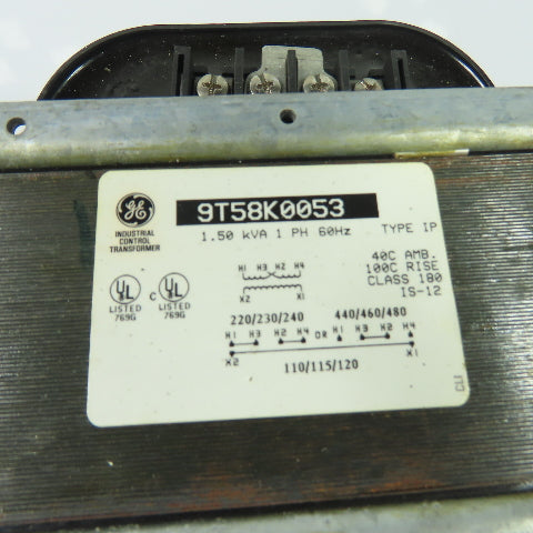 GE 9T58K0053 Control Transformer 1.50kVA 1Ph 220/480V Pri 110/120V Sec