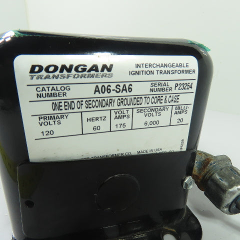 Dongan A06-SA6 Interchangeable Ignition Transformer 120V Pri 6000V Sec 20mA
