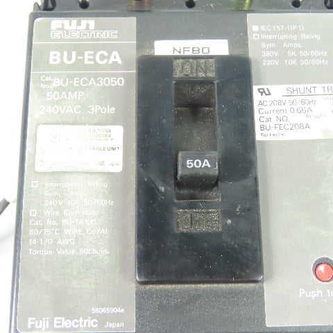 Fuji BU-ECA3050 50A 3-Pole Molded Case Circuit Breaker 240VAC