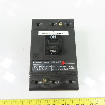 Matsushita BBC3-20 BC-30 20A 3-Pole Circuit Breaker 220VAC 3P 30AF