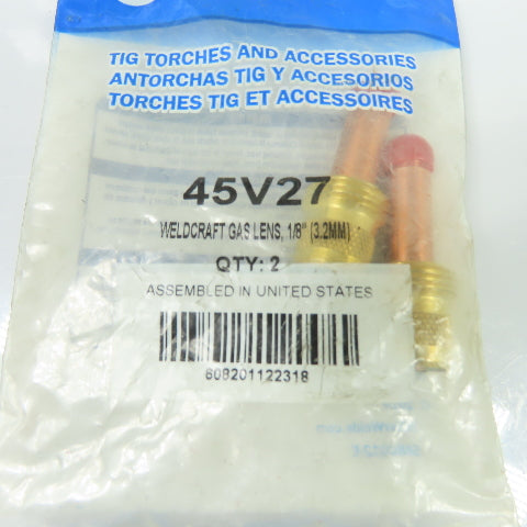 Miller 45V27 Weldcraft TIG Torch Gas Lens 1/8" 3.2mm Lot Of 2