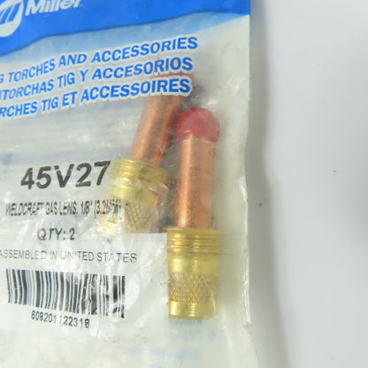 Miller 45V27 Weldcraft TIG Torch Gas Lens 1/8" 3.2mm Lot Of 2