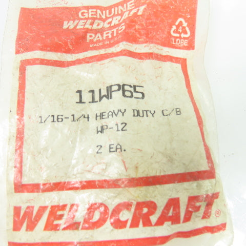 Weldcraft 11WP65 Heavy Duty TIG Collet Body 1/16"-1/4" For WP-12 Torch Lot Of 2