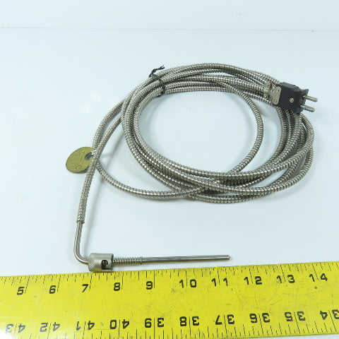 Type J 90° Armored Bayonet Thermocouple Probe 15'