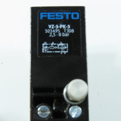 Festo 101495 VZ-3-PK-3 Pneumatic Time Delay Valve 3/2 NC 2.5-8 Bar