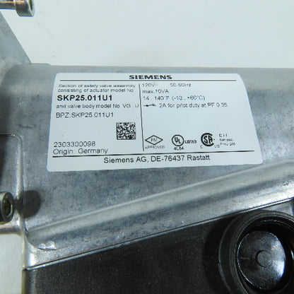 Siemens SKP25.011U1 Valve Actuator 120V Gas Safety Shutoff Component Section
