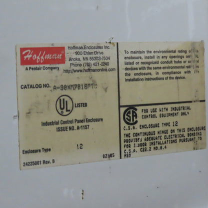 Hoffman A-90XM7818FTC 90"x78.5x18"Free Standing Electrical Enclosure W/Backplate