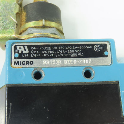 Honeywell MICRO SWITCH BZE6-2RN2 Roller Lever Limit Switch 15A 125 250 or 480VAC