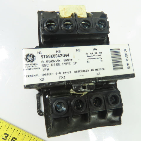 GE 9T58K0042G44 Control Transformer 0.050kVA 220/480V Pri 110/115/120V Sec 1Ph
