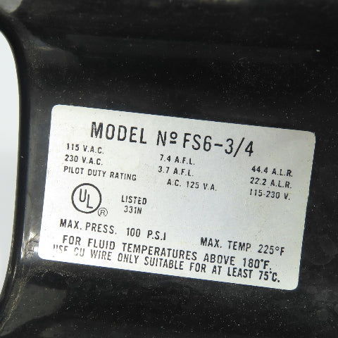 ITT McDonnell & Miller FS6-3/4 Liquid Flow Switch