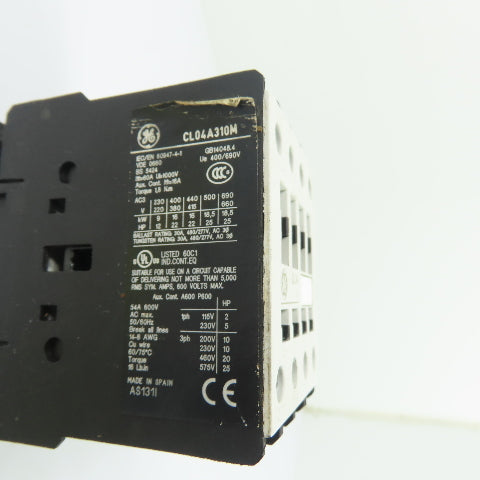 General Electric CL04A310M 3-Pole IEC Contactor 60A 110V/120V Coil 20HP/25HP 3Ph