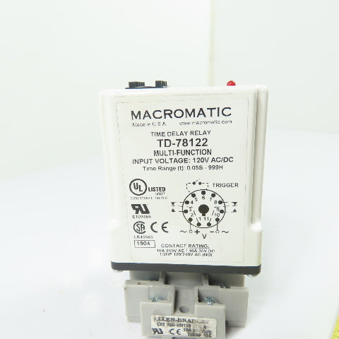 Macromatic TD-78122 Multi-Function Time Delay Relay 120V AC/DC
