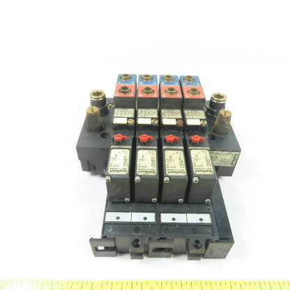 Bürkert 132487F (4) Solenoid Valve 24V W/ CH07290 Manifold Block
