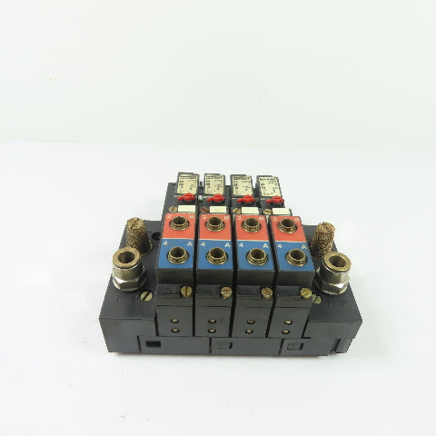 Bürkert 132487F (4) Solenoid Valve 24V W/ CH07290 Manifold Block