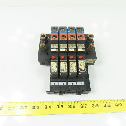Bürkert 132487F (4) Solenoid Valve 24V W/ CH07290 Manifold Block