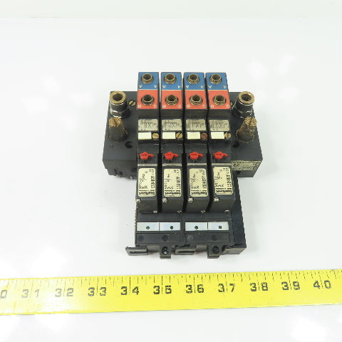 Bürkert 132487F (4) Solenoid Valve 24V W/ CH07290 Manifold Block