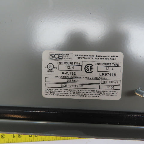 Saginaw SCE-1212CHNF 12" x 12" x 6" Electrical Enclosure W/ Backplate
