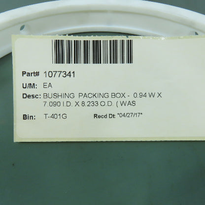 Black Clawson 1077341 Bushing Packing Box 0.94 W x 7.090 I.D. x 8.233 O.D.