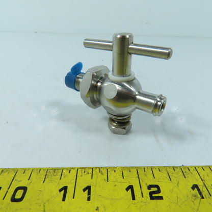 1/8" NPT Stainless Steel Petcock Valve With 3/8" Barb