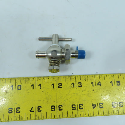 1/8" NPT Stainless Steel Petcock Valve With 3/8" Barb