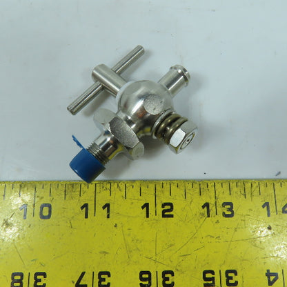 1/8" NPT Stainless Steel Petcock Valve With 3/8" Barb