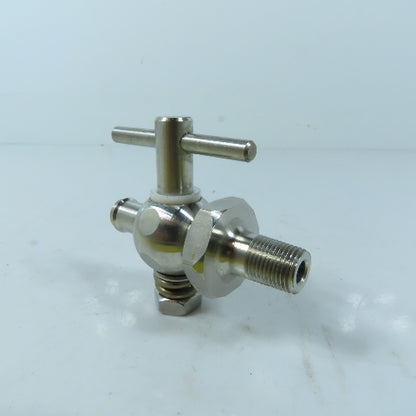1/8" NPT Stainless Steel Petcock Valve With 3/8" Barb