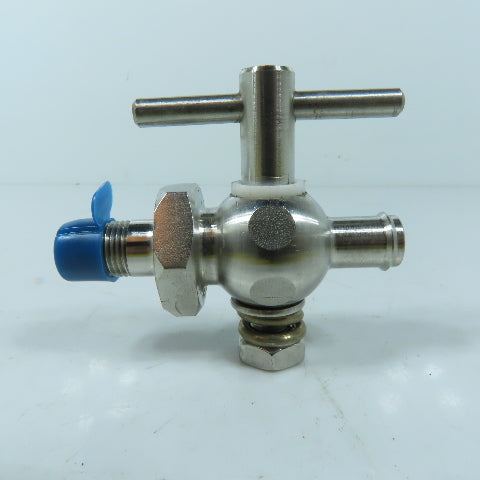 1/8" NPT Stainless Steel Petcock Valve With 3/8" Barb