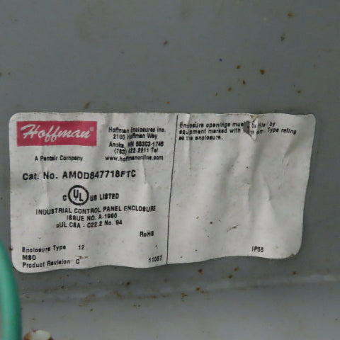 Hoffman AMOD847718FTC 84"x78"x18" Free Standing Electrical Enclosure W/Backplate