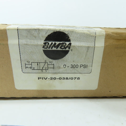 Bimba PIV-20-038/075 Pneumatic Isolation Valve 0-300 PSI 3/8-3/4" NPT