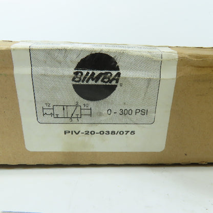 Bimba PIV-20-038/075 Pneumatic Isolation Valve 0-300 PSI 3/8-3/4" NPT