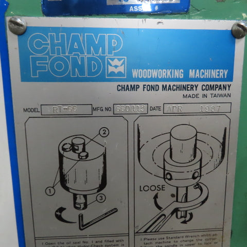 Champ Fond RT-66 Over Arm Pin Router 3Ph 5HP 220V/440V 3450RPM 26-1/2" Throat